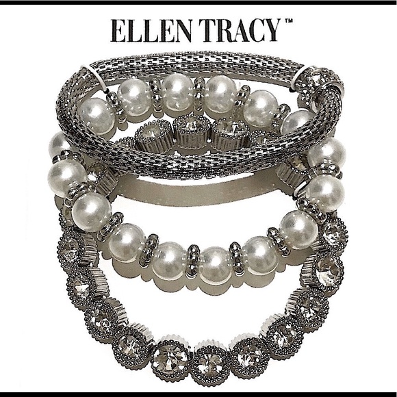 🆕🔥ELLEN TRACY ELEGANT&GORG SILVER QTY OF 3BRACELETS:ALL SILVER&PEARL👀ALL PICS - Picture 4 of 17